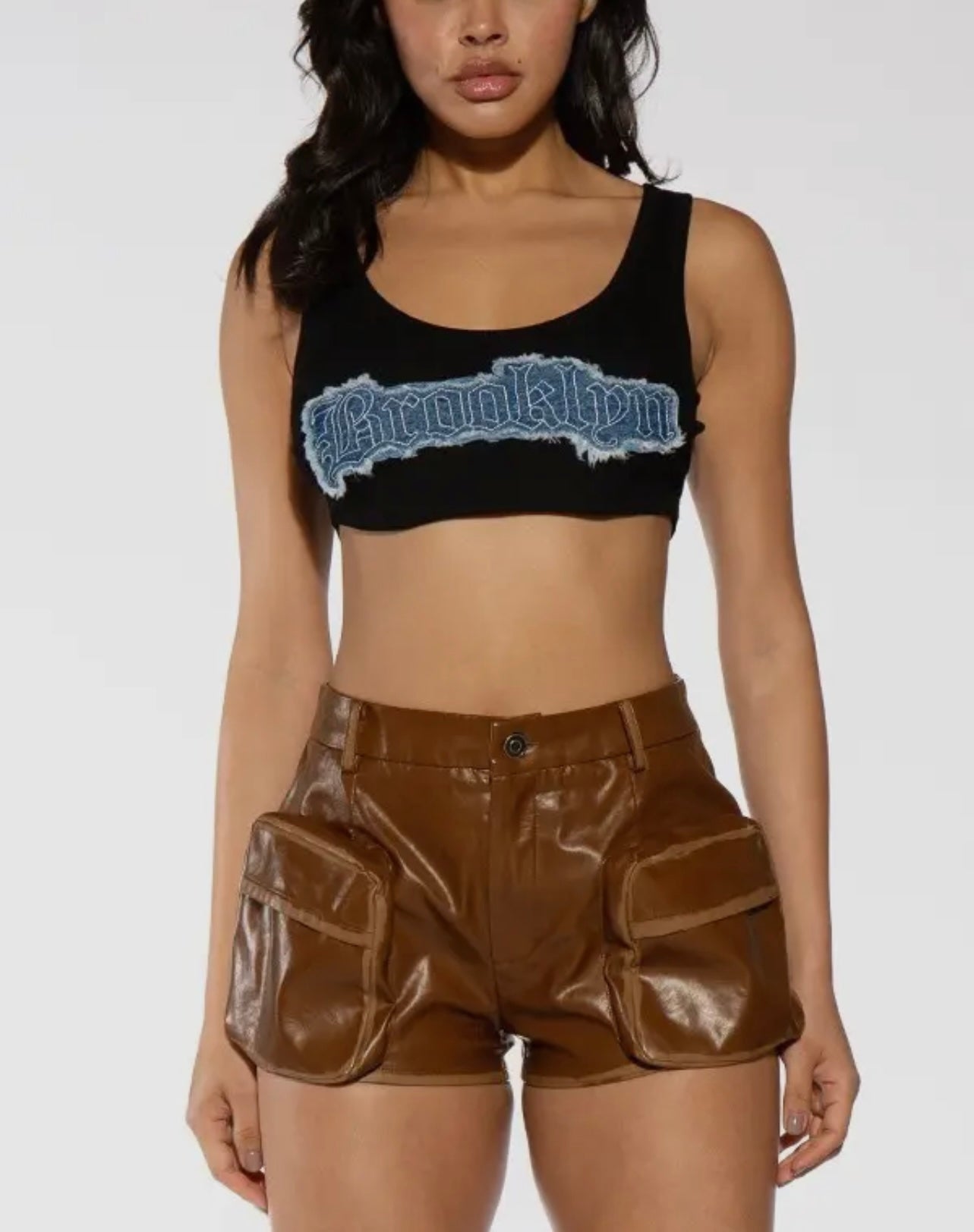 Vintage Vegan Precious Baddie Leather Cargo Shorts