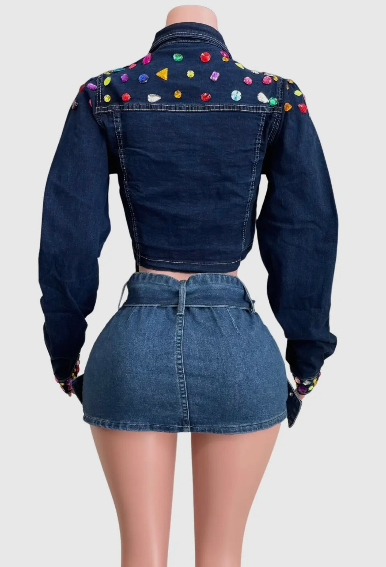 Embellished Baddie Denim Jacket - Baddie Kouture Boutique