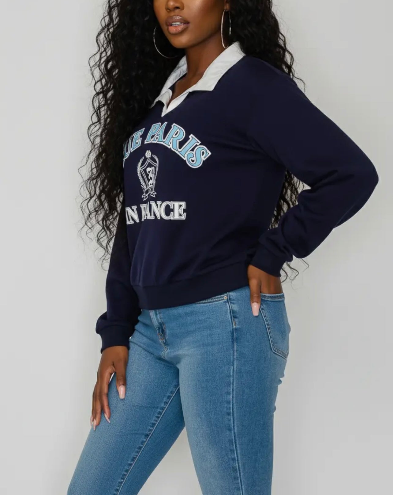 Rue Paris Baddie Polo Sweatshirt