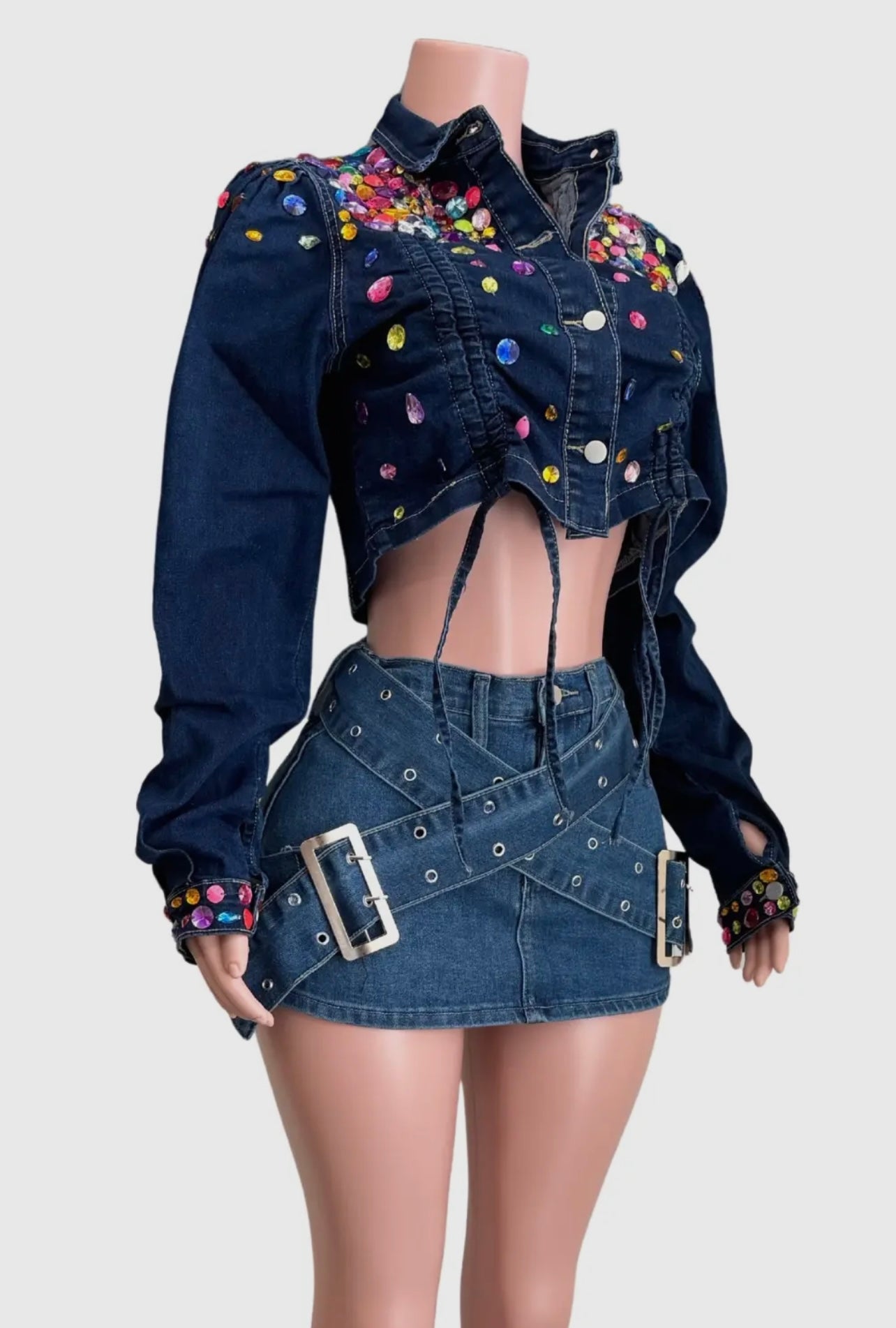 Embellished Baddie Denim Jacket - Baddie Kouture Boutique