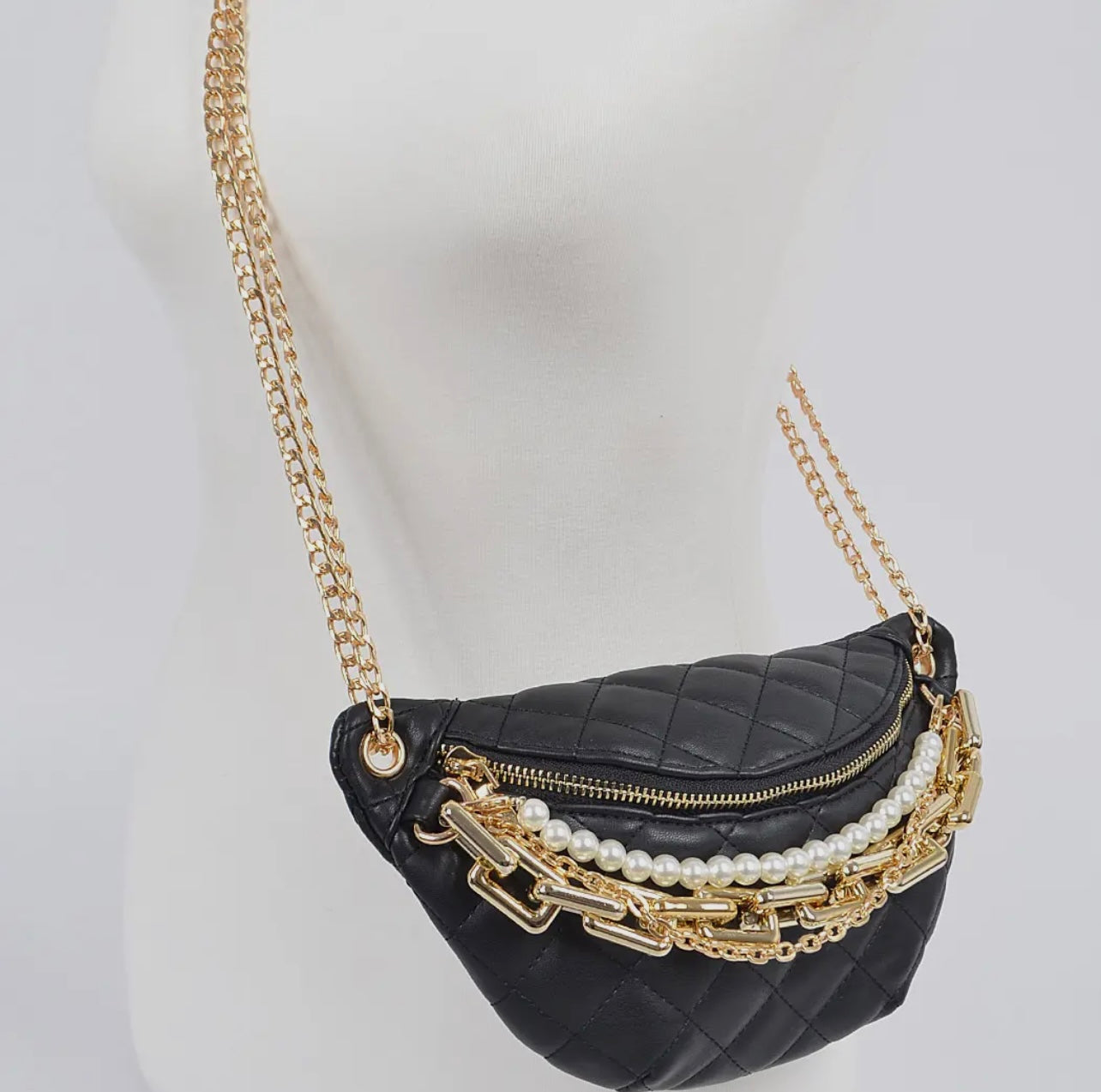 Chain and Pearl Baddie Fanny Pack - Baddie Kouture Boutique