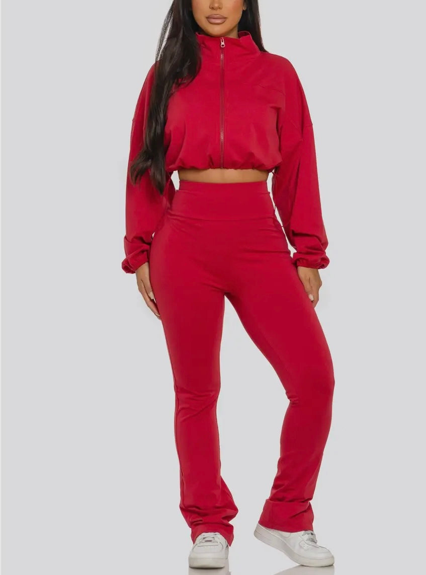 Kimmie Baddie Cropped Jogger Set - Baddie Kouture Boutique