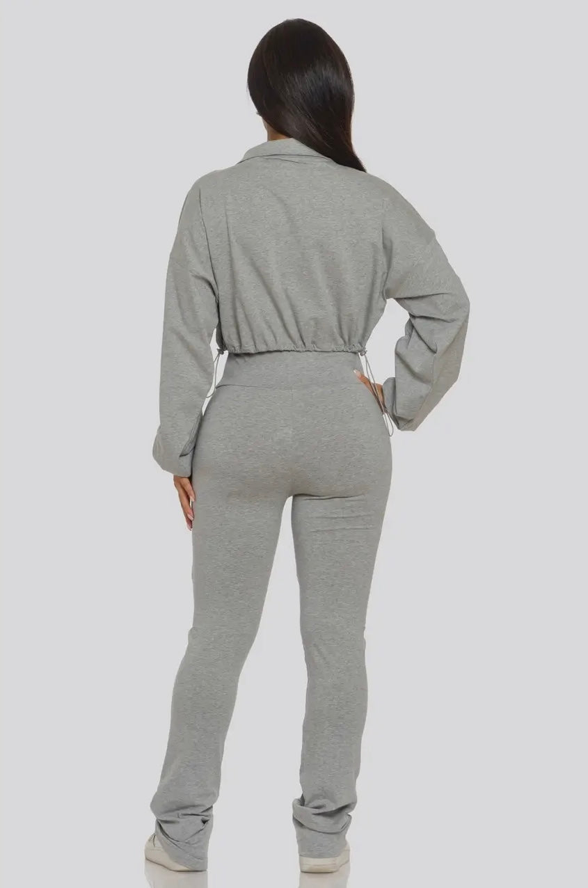 Kimmie Baddie Cropped Jogger Set - Baddie Kouture Boutique