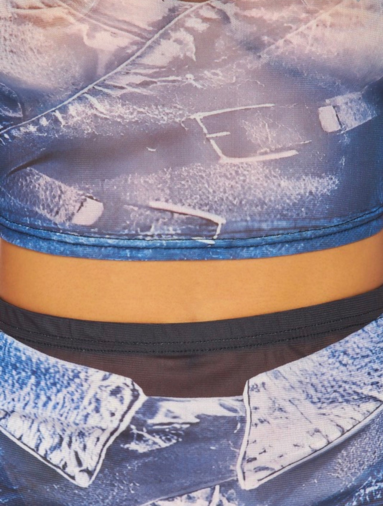 Denim Mesh Baddie Skirt Set - Baddie Kouture Boutique