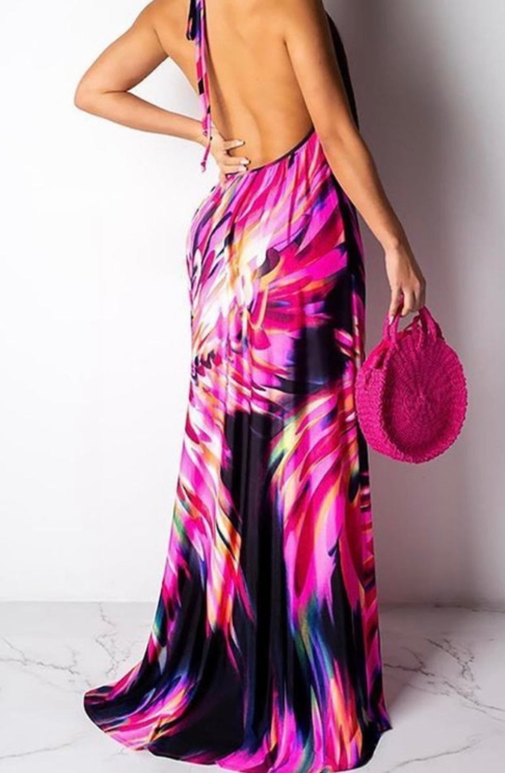 Angelic Baddie Ruched Backless Floral Dress - Baddie Kouture Boutique