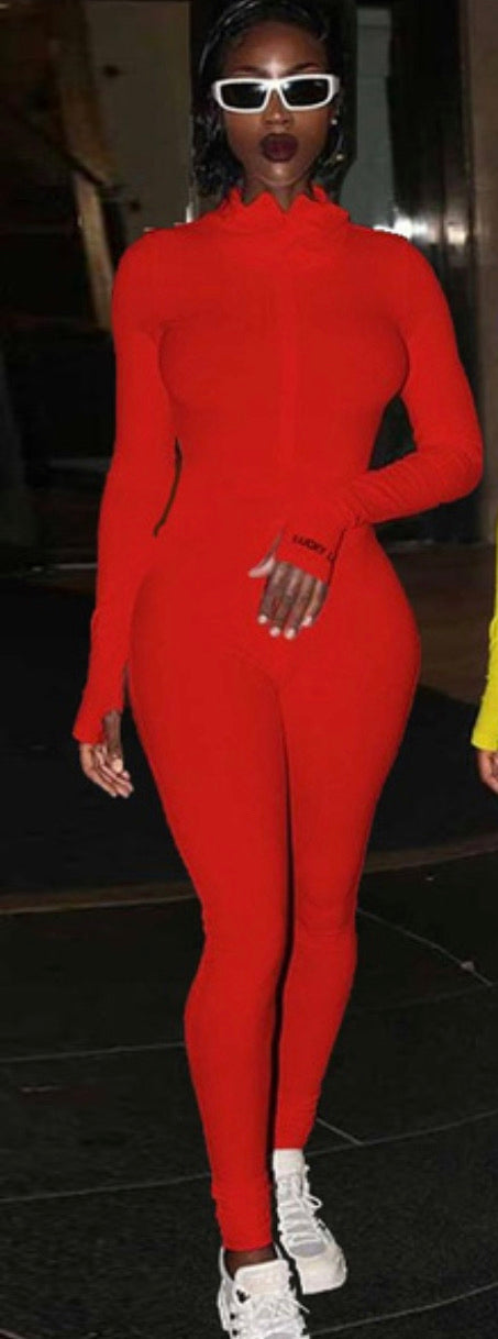 Ferrari Red Lucky Label Jumpsuit - Baddie Kouture Boutique