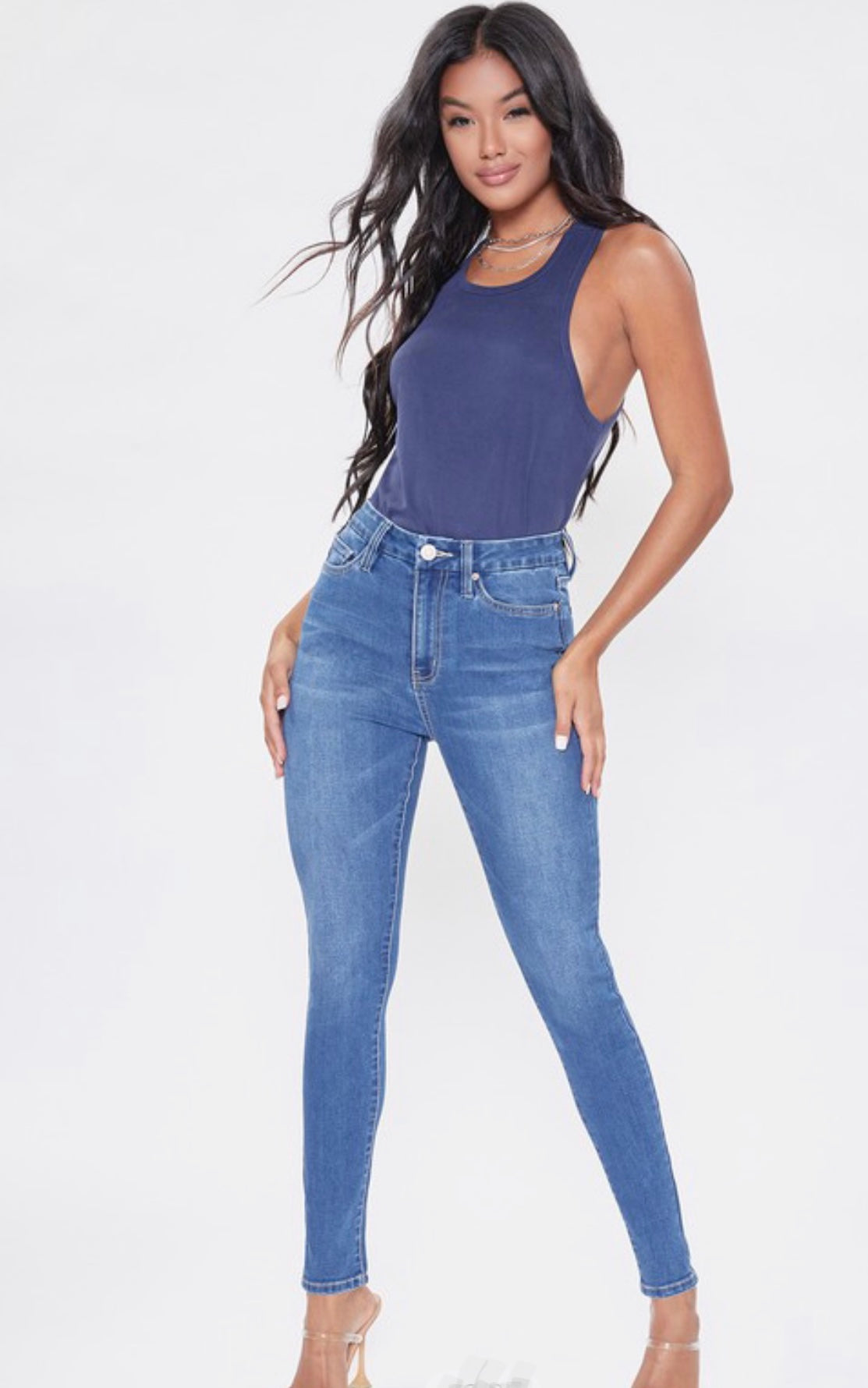 Medium Washed High Waist Curvy Baddie Jeans - Baddie Kouture Boutique