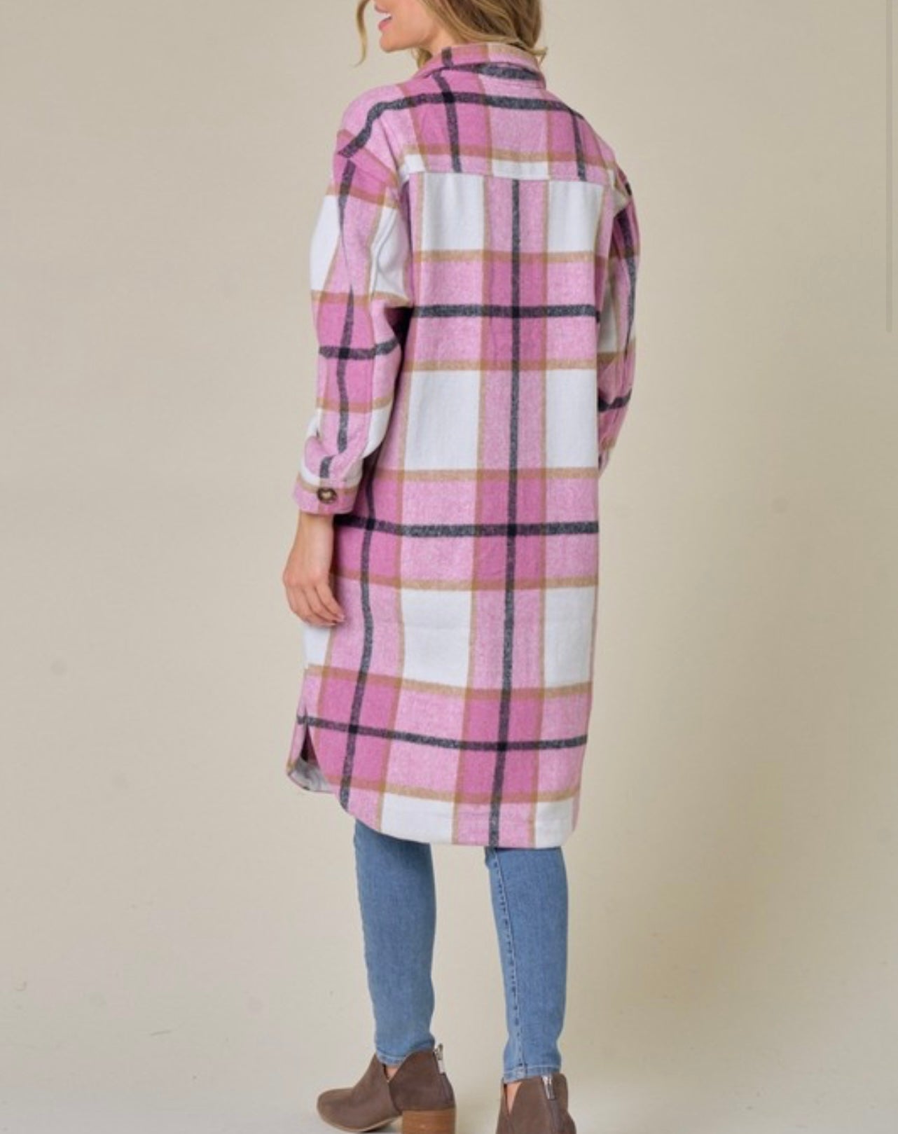 Pretty in Pink Baddie Flannel Shacket - Baddie Kouture Boutique
