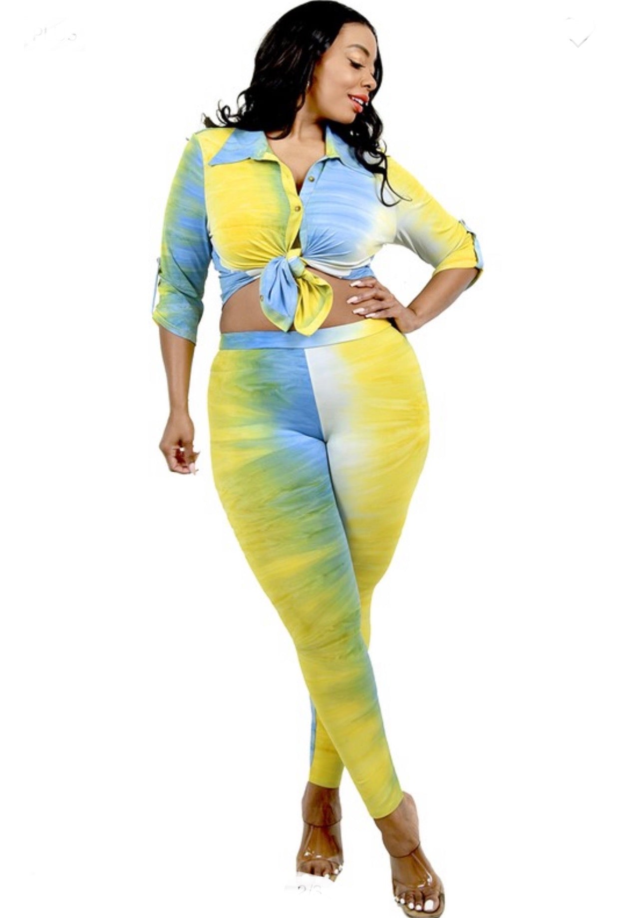 Pastel Brush Baddie Plus Two-Piece Legging Set - Baddie Kouture Boutique