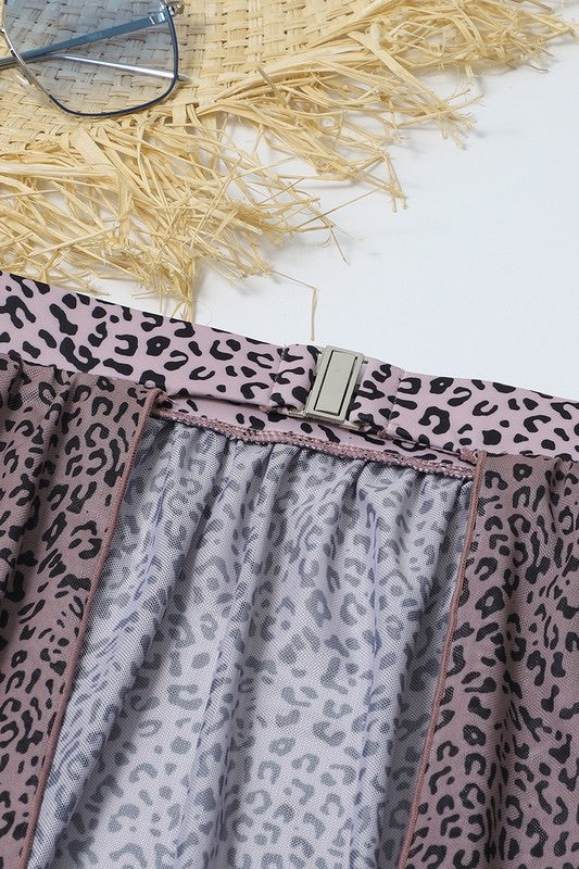 Bad Cheetah One Shoulder Bikini with Cover Skirt - Baddie Kouture Boutique