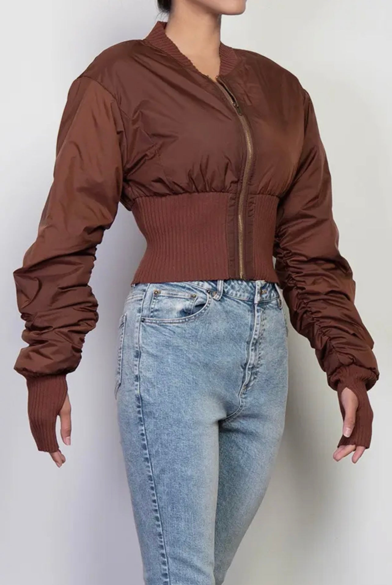 Brown Baddie Crop Jacket