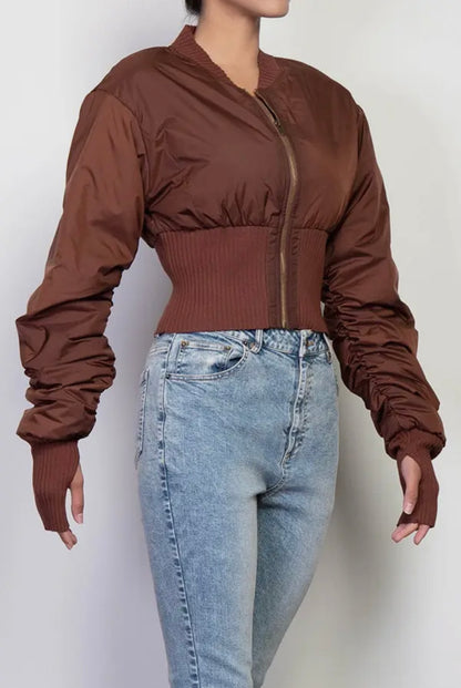 Brown Baddie Crop Jacket