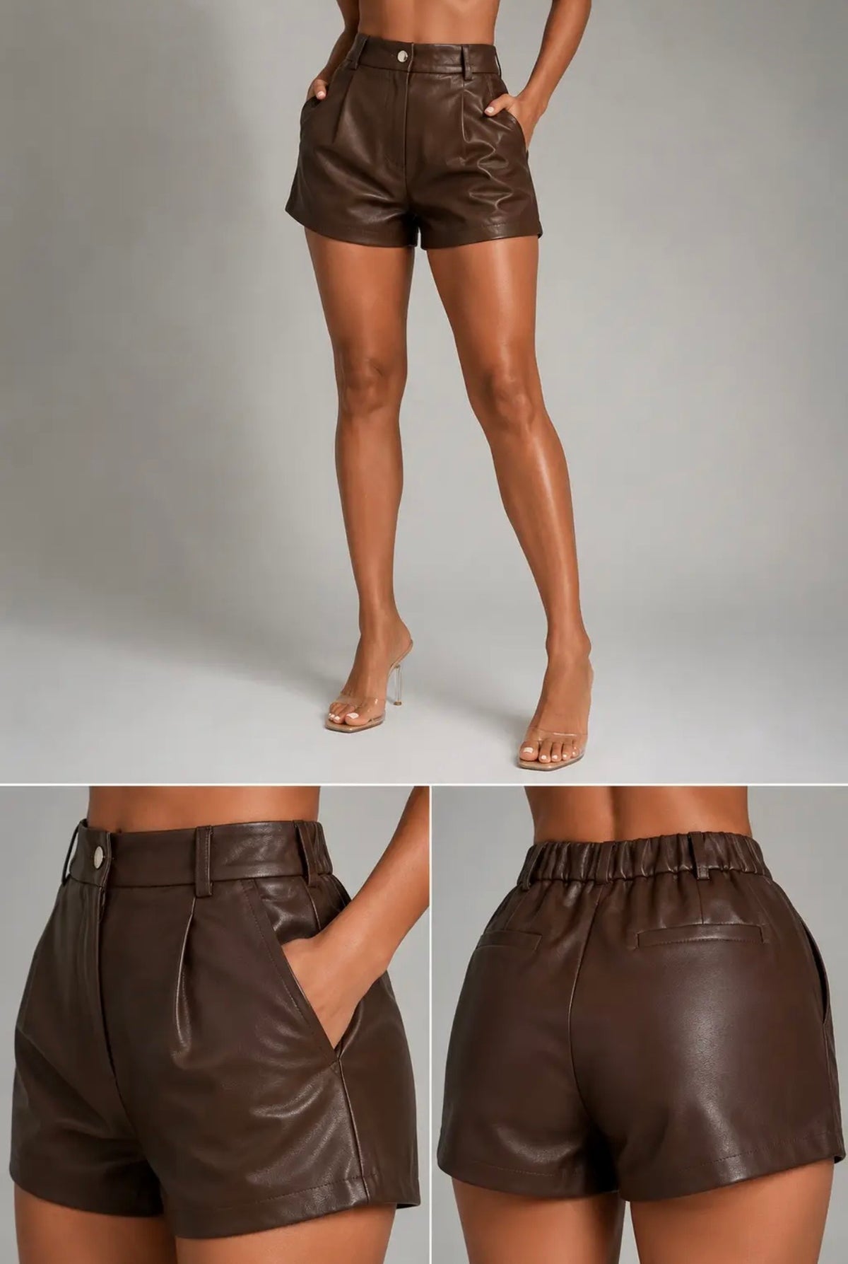 Chocolate Pressure Baddie Faux Leather Shorts