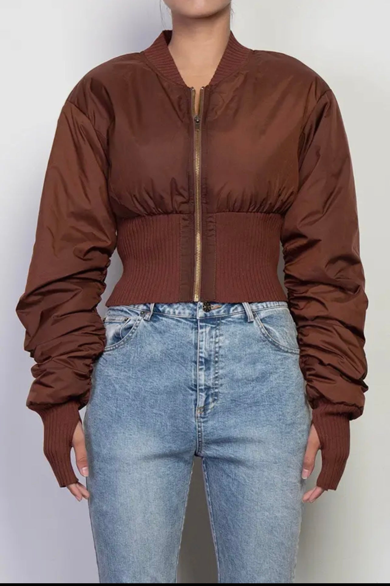 Brown Baddie Crop Jacket