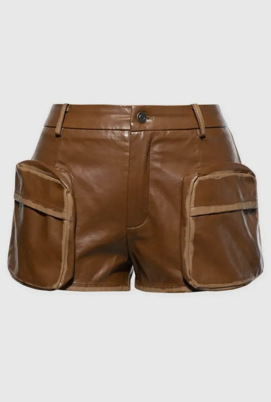 Vintage Vegan Precious Baddie Leather Cargo Shorts