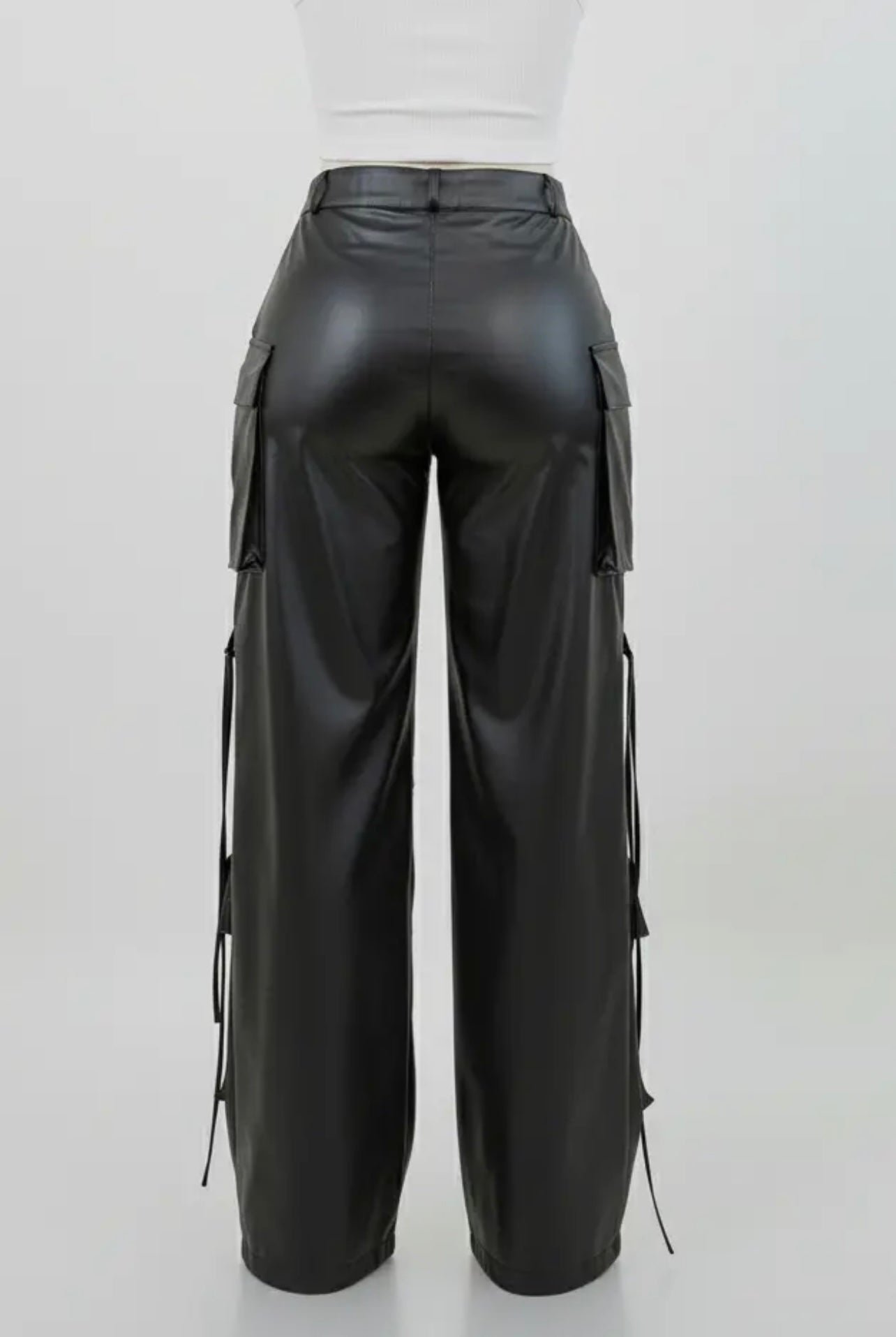 Barbara Faux Leather Baddie Cargo Pants