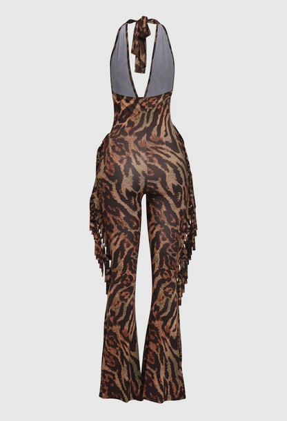 Jolie Leopard Halter Jumpsuit