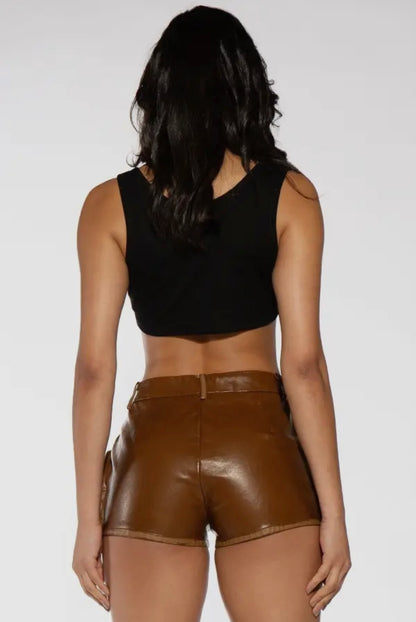 Vintage Vegan Precious Baddie Leather Cargo Shorts