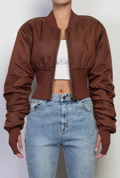 Brown Baddie Crop Jacket