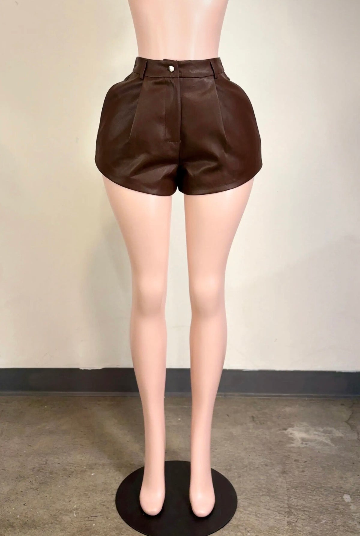 Chocolate Pressure Baddie Faux Leather Shorts