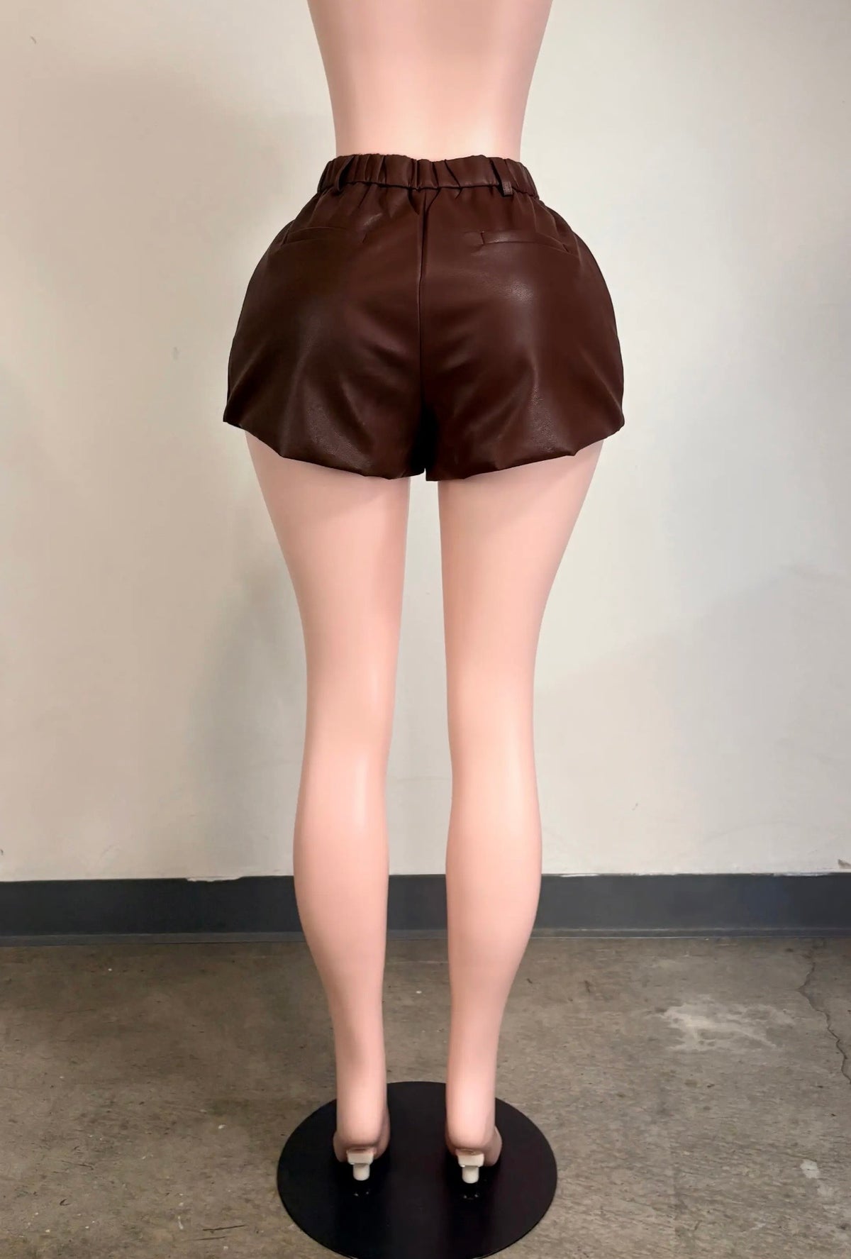 Chocolate Pressure Baddie Faux Leather Shorts