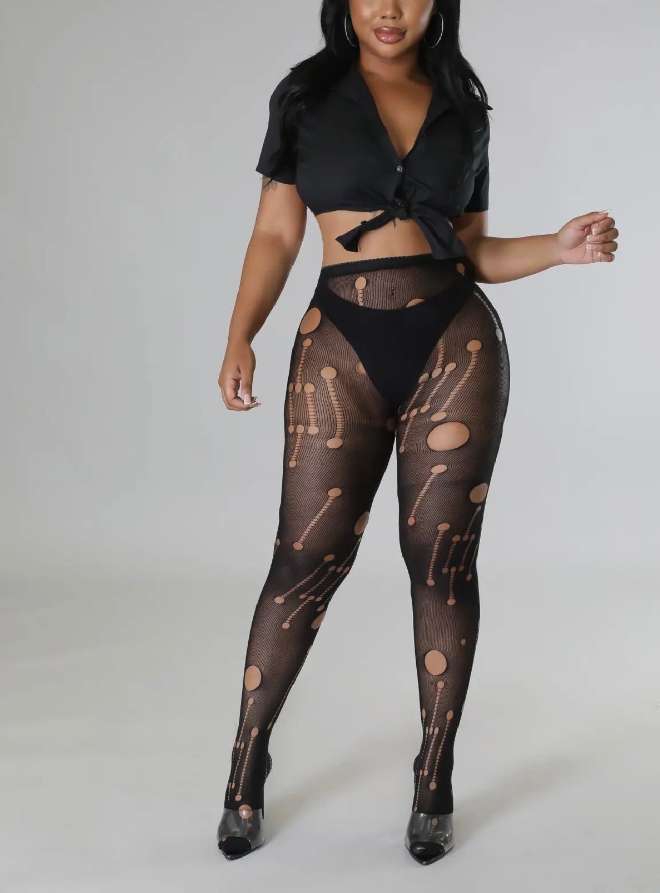 Ripped and Cutout Baddie Pantyhose - Baddie Kouture Boutique 