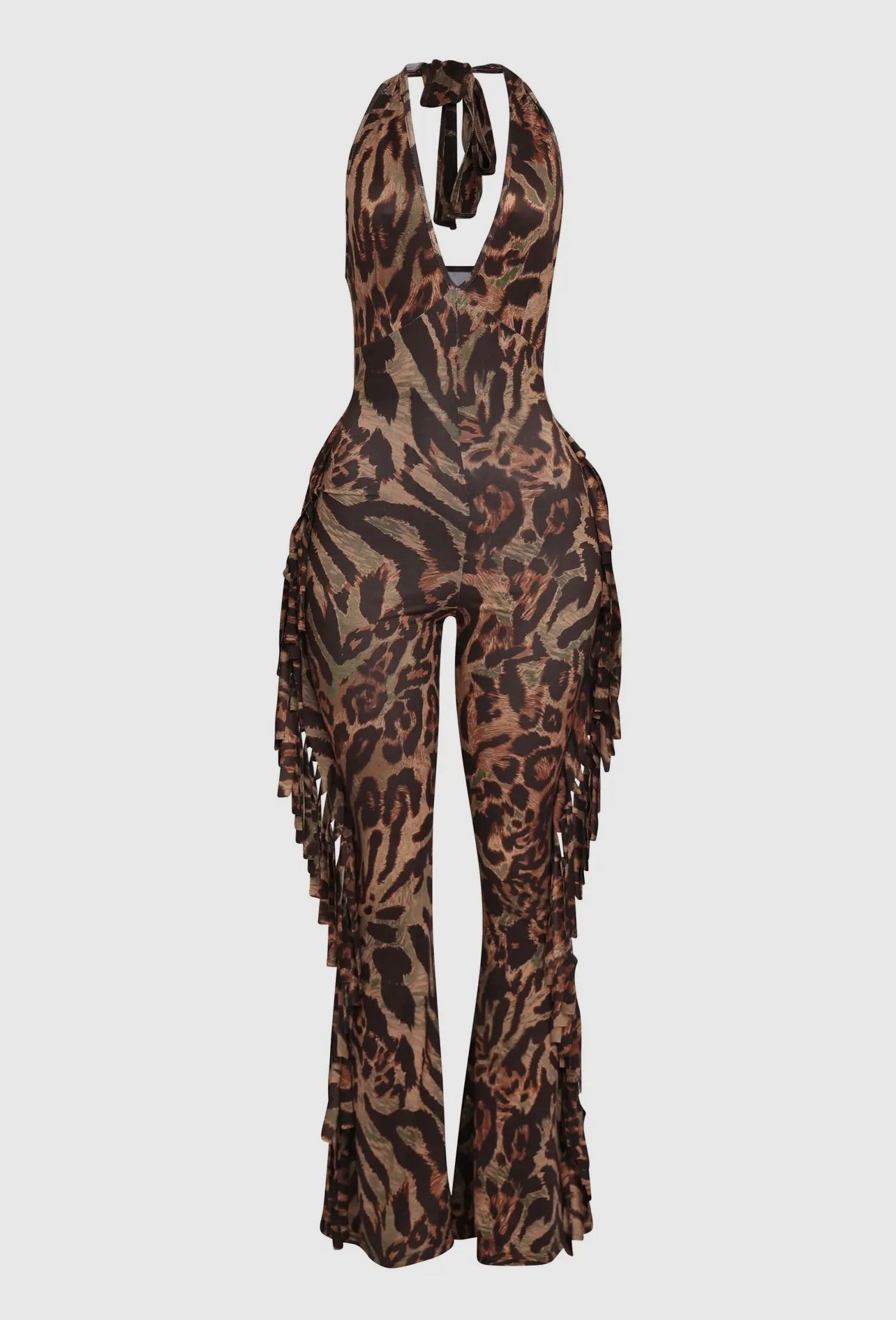Jolie Leopard Halter Jumpsuit