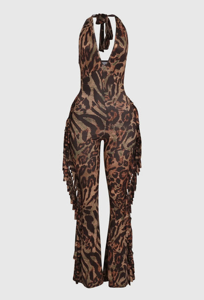 Jolie Leopard Halter Jumpsuit