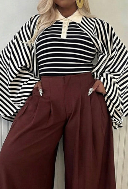 Statement Stripe Baddie Batwing Top