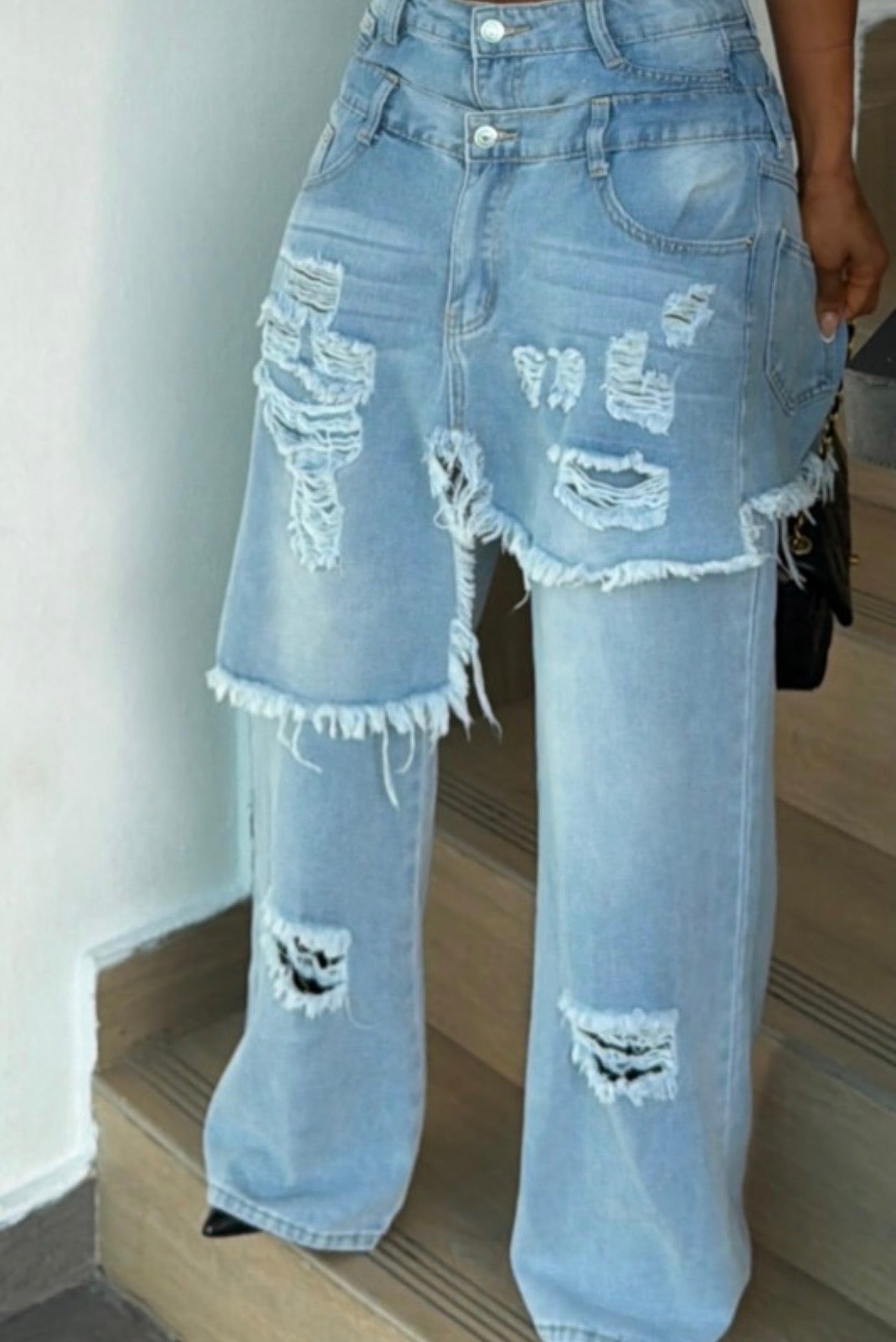 Baddie Layered Skirt Jeans