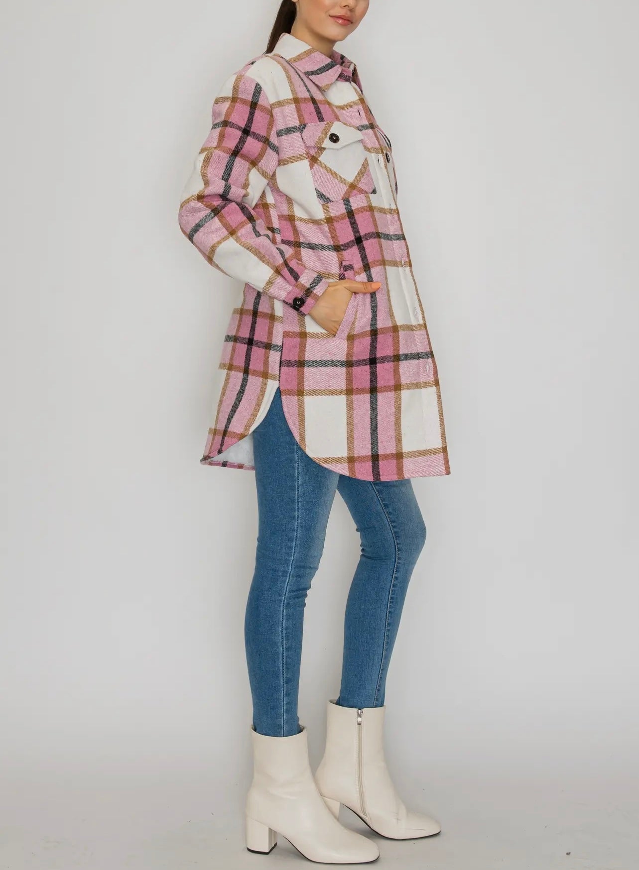 Pretty in Pink Baddie Flannel Shacket product photo