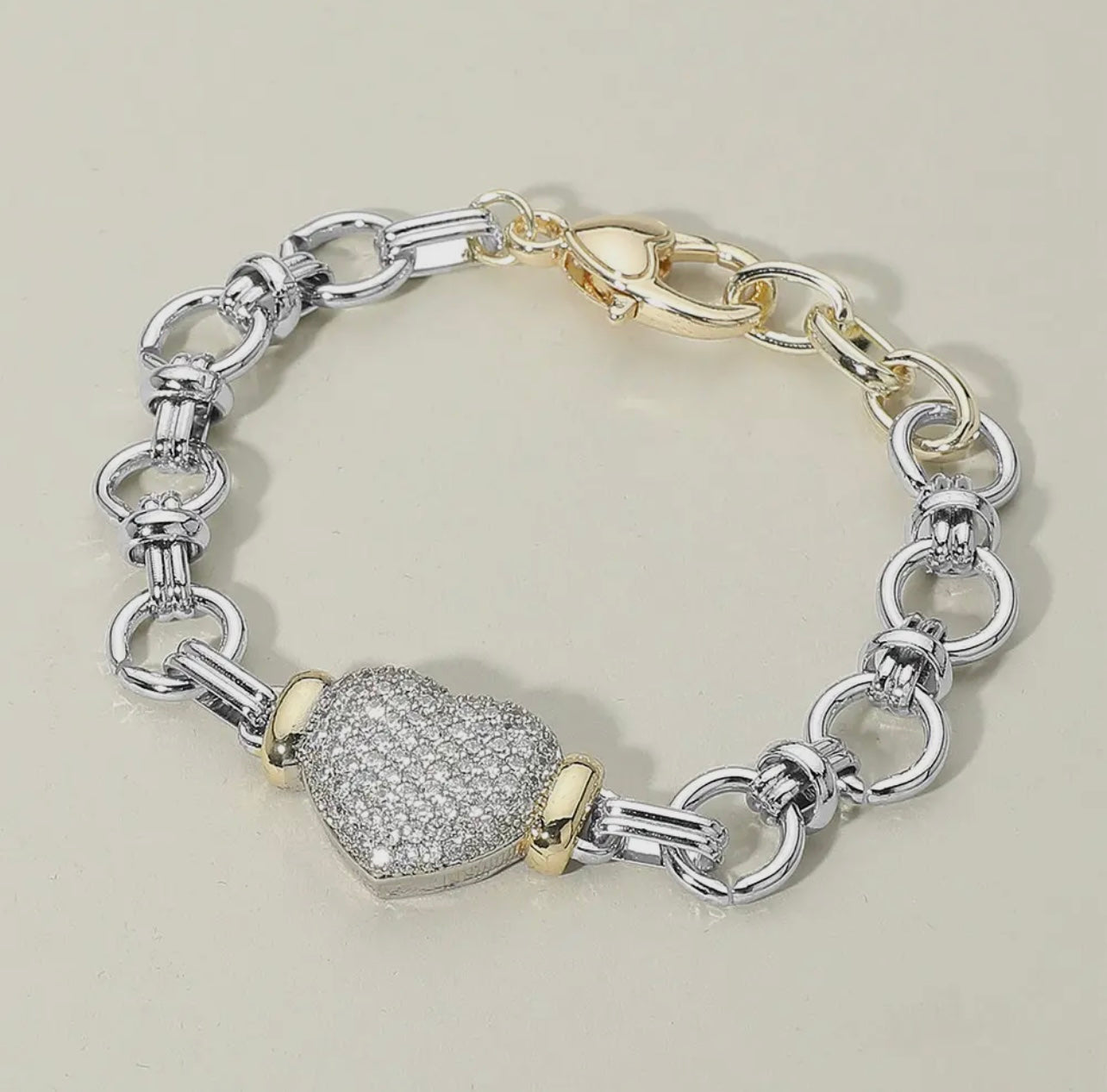 Baddie Two-Tone Heart Bracelet