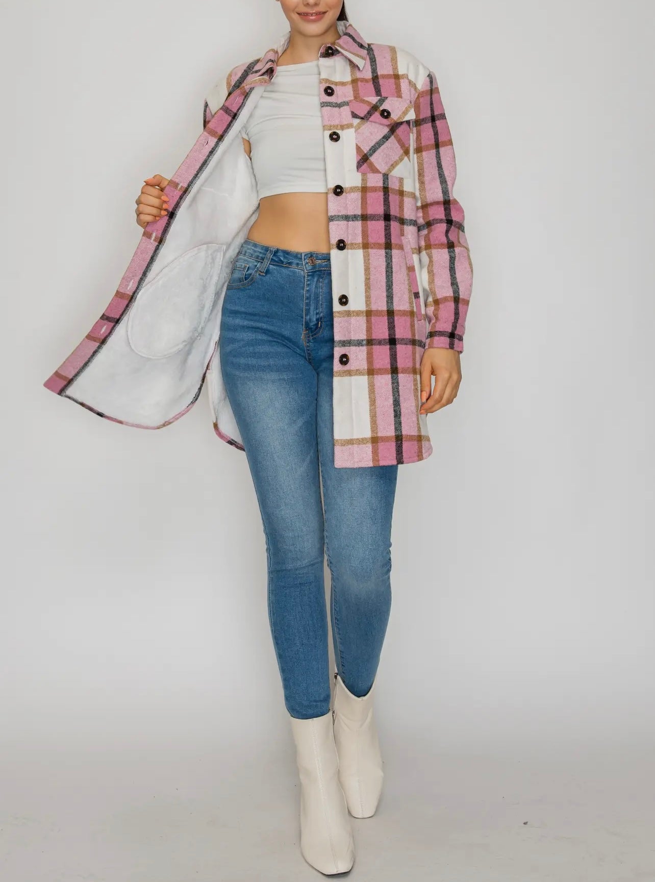 Pretty in Pink Baddie Flannel Shacket product photo