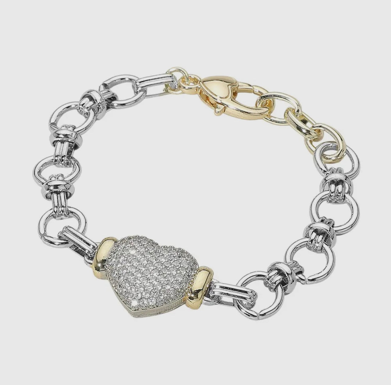 Baddie Two-Tone Heart Bracelet