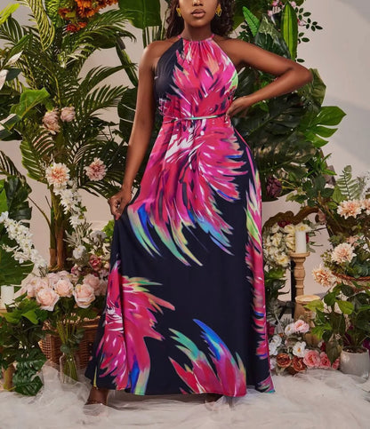 Angelic Baddie Ruched Backless Floral Dress