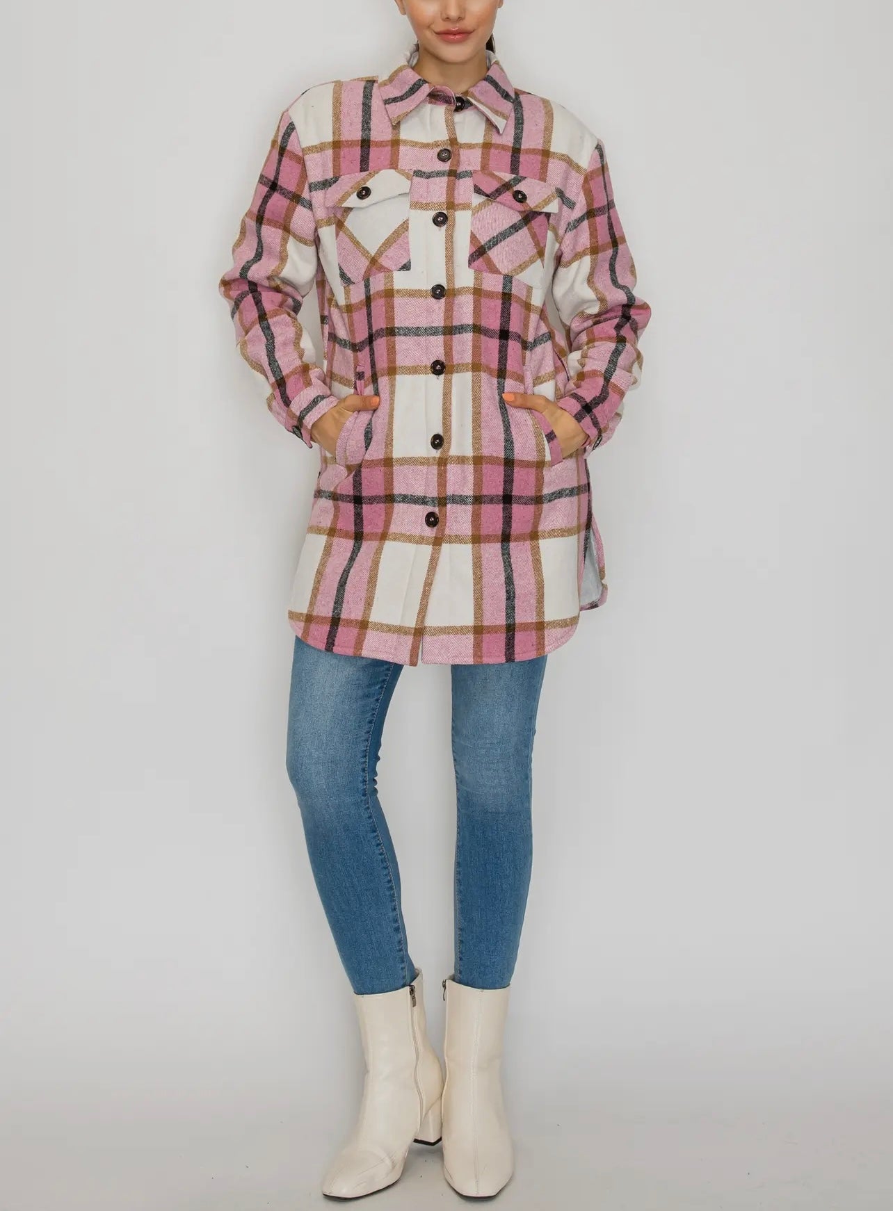 Pretty in Pink Baddie Flannel Shacket product photo