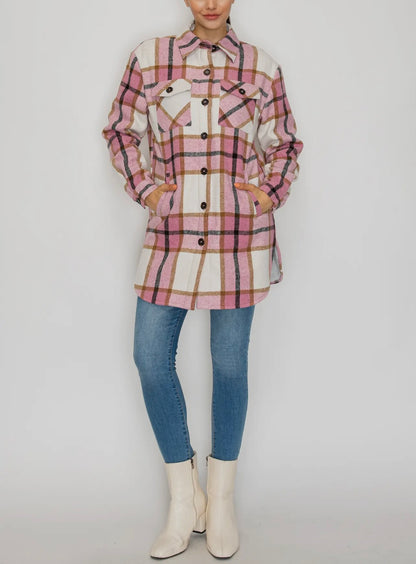 Pretty in Pink Baddie Flannel Shacket product photo