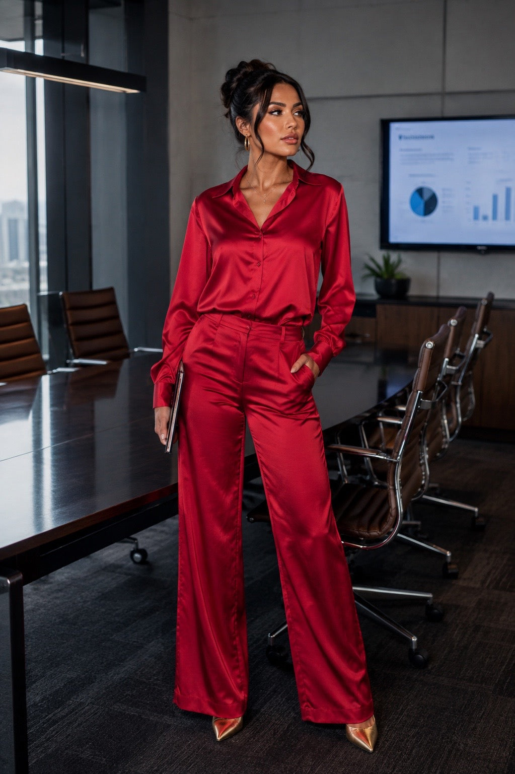 Red Satin Baddie Set