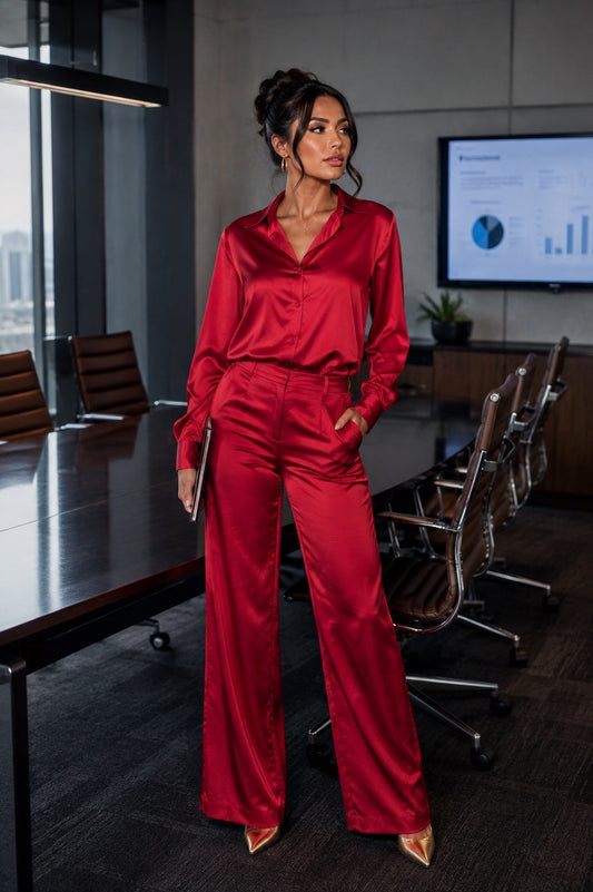 Red Satin Baddie Set