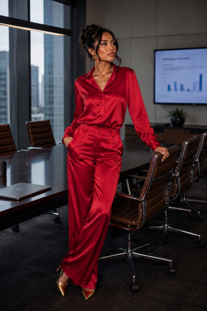 Red Satin Baddie Set