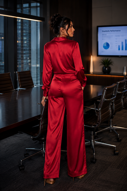 Red Satin Baddie Set