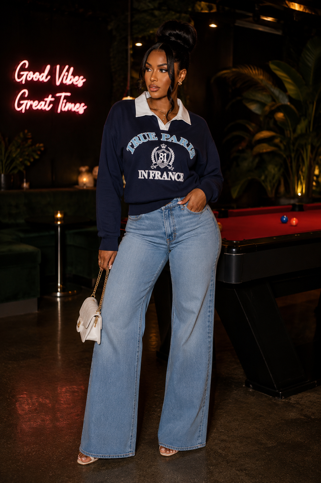 Rue Paris Baddie Polo Sweatshirt