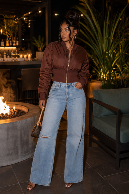 Brown Baddie Crop Jacket