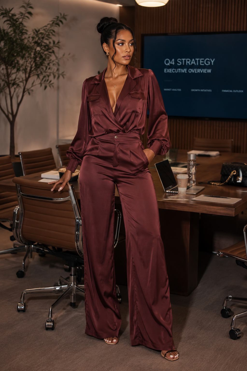 Chocolate Baddie Satin Set