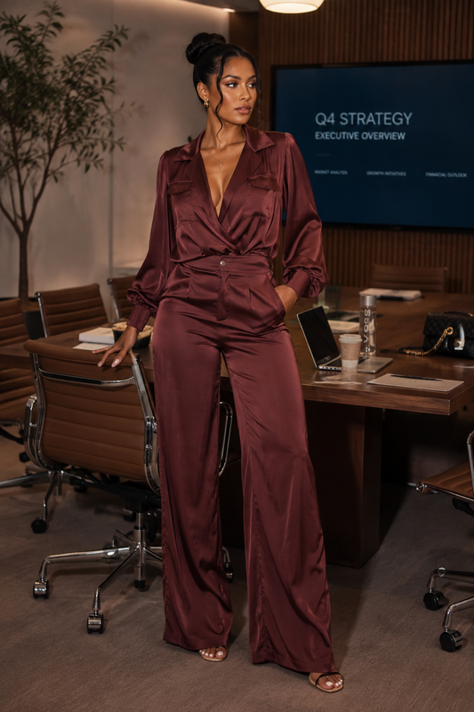 Chocolate Baddie Satin Set