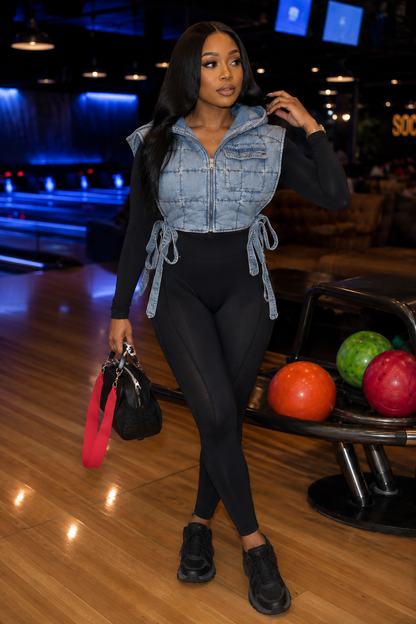 Baddie Quilted Denim Crop Jacket