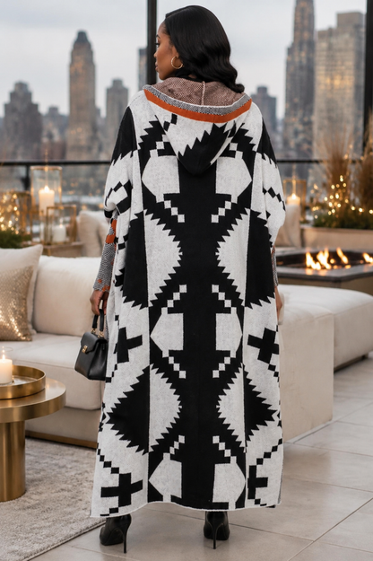 Oversized Aztec Baddie Sweater Hoodie Cardigan