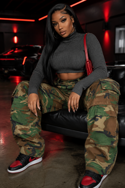 Camo Baddie Oversized Cargo Jeans