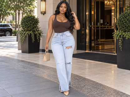 Baddie Distressed Light Wash Jeans