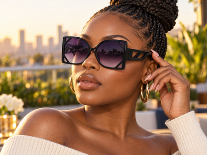 Baddie Princess Square Oversize Glasses
